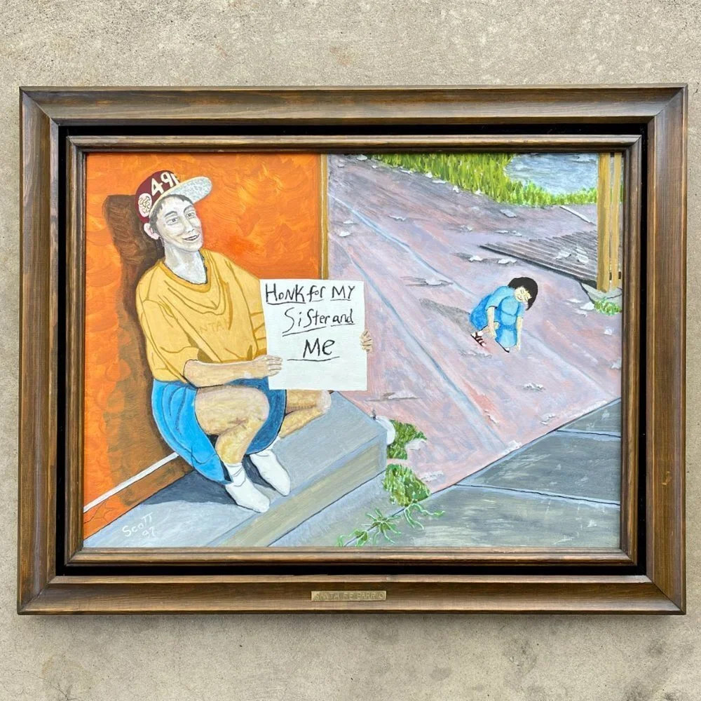 Original Framed Oil Painting Art on Canvas, Santa Fe Barrio